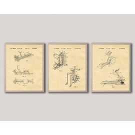 WallBuddy Home Gym Poster Set of 3 Gym Patent Prints Fitness Decor WB422-WB445 Parchment 5x7