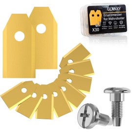 GLANXY 30 Stück Premium Ersatzmesser Klingen für Mähroboter Klingen Ersatzklingen titan Klingenmesser Rasenmähermesser kompatibel mit Husqvarna, Yard Force und Gardena Rasenmäher Automower Messer