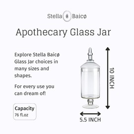 Glass Apothecary Jars with Lids, Candy Jar for Candy Buffet, Elegant Decorative Jars for Wedding and Dispaly (Height: 15", Diameter: 5.1")