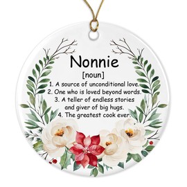 GavinsDesigns Nonnie Noun Ornament, Family Definition, Nonnie Definition Ornament, Christmas Ornament for Nonnie, Nonnie Gifts, Chirstmas Tree Ornament Printed on Both Sides, White