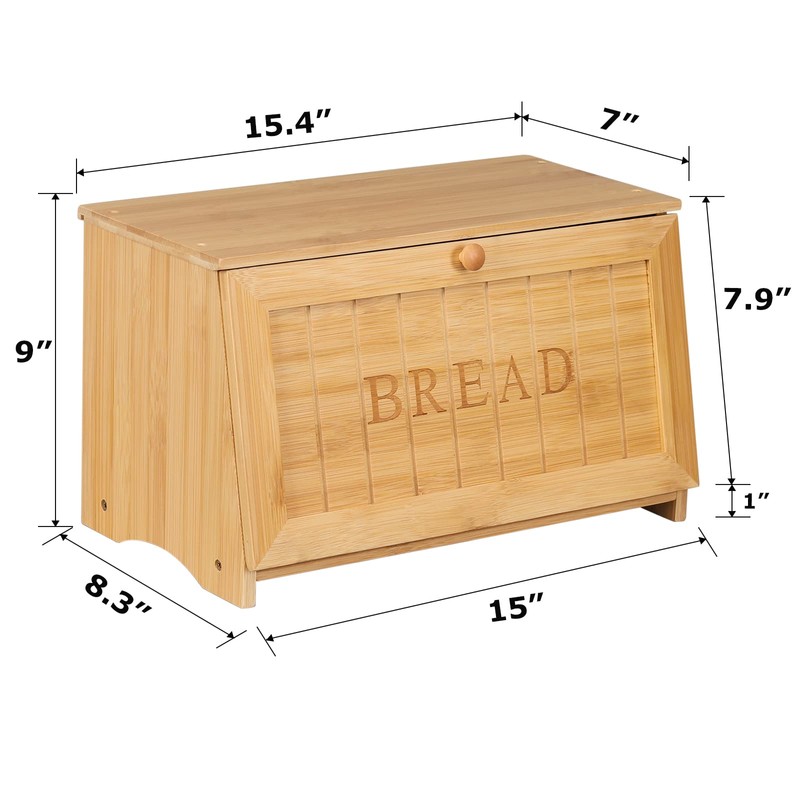 HOMEKOKO Vintage Large Wood Bread Box for Kitchen Counter, Retro
