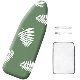 SheeChung 14x42 Inch Over-The-Door Ironing Board Cover and Pad,Cotton Cover with Extra Thick Pad,Resists Scorching and Staining,Fits Door/Standard Ironing Board,Silicone Coating