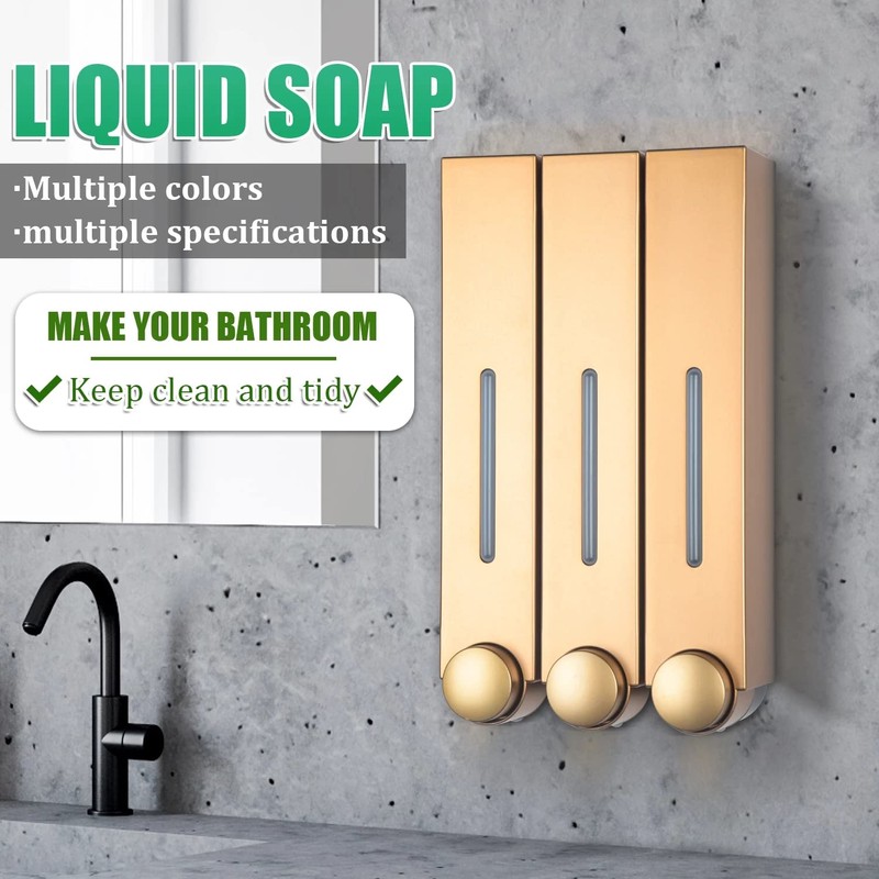 Liquid Soap Dispenser Wall Mount, 2 Chamber Bathroom Shower Pump