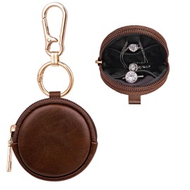 LUCKINEE Portable Gym Jewelry Ring Bag Holder Box with Keychain, Small Travel Ring Earring Stud Necklace Storage Case Gifts for Women and Girls