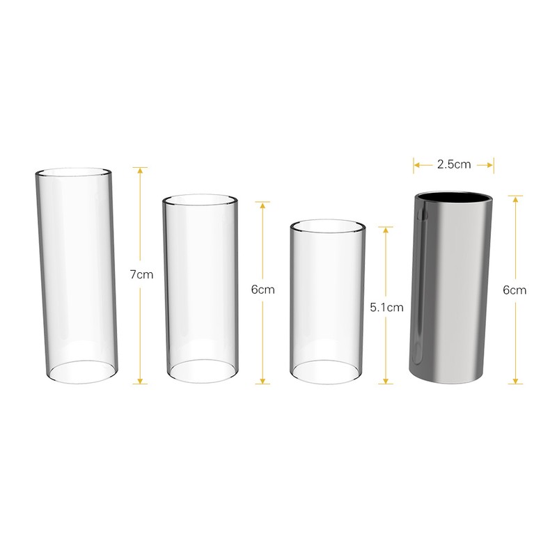 Guitar Slides Set Includes 3 Glass Slides (5.1cm/ 6cm/ 7cm)