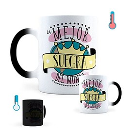 LISE GRAPHIX | Taza Mágica La Mejor Suegra del Mundo | Taza de Cerámica | Sensible al calor | 11 Onzas | 325 mL | Un Detalle Original para Todo Momento | Ideal Para Casa u Oficina