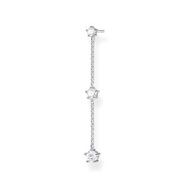 Thomas Sabo Women's 925 Sterling Silver Stud Earring with White Stones, Single Earring