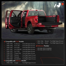 A-Premium Door Hinge Assembly Compatible with Ford F-150 Bronco 1980-1996, F-250 F-350 1980-1997, F-250 HD, F-Super Duty, Fairmont, Granada, Thunderbird & Mercury Cougar, Marquis, Zephyr, 2-PC Set