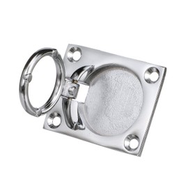 Seachoice 36681 Chrome-Plated Cast Brass Square Flush Hatch Ring Pull, 1-7/8" x 2-1/2"