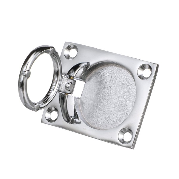 Seachoice 36681 Chrome-Plated Cast Brass Square Flush Hatch Ring Pull,