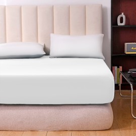 Hafaa Fitted Sheet Extra Deep Pocket Bed Sheet 16 inch 40 Cm Soft Brushed Microfiber Breathable Fitted Bed Sheets Shrinkage and Fade Resistant (White, Double)