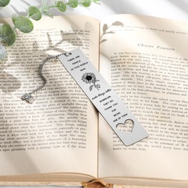 Sunflower Gifts Inspirational Bookmark for Women - Metal Bookmarks with Book Chain Book Markers for Book Lovers Back to School Coming of Age Gifts for Him Her Students Teachers