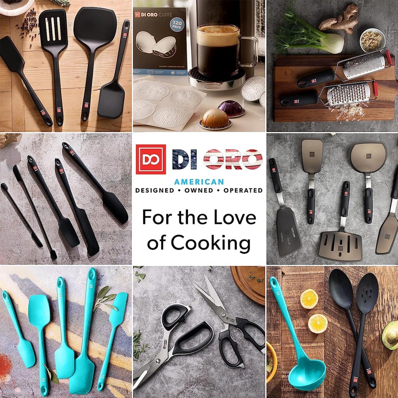 DI ORO Silicone Spoons for Cooking - Large Kitchen Spoons