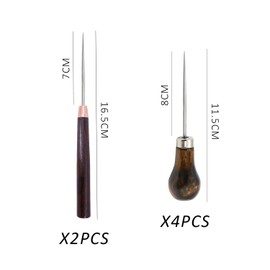 6 Pieces Punch Numbers Slim Mahogany Awls Pumpkin Awl Wood Handle Awl Pointed Hole Drill Bits for Sewing and Patchwork of Corners for Drilling Holes