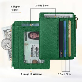 Sodsay Card Case Slim Front Pocket Wallet for Women Credit Card Holder with Keychain(CH Green)