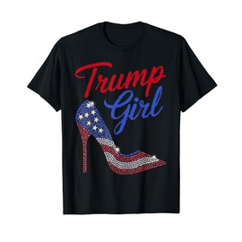 American Flag Bling Patriot Trump 2024 Trump Girl High Heel T-Shirt