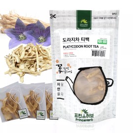 Prince Herb Medicinal Korean Herb Tea, Natural Platycodon Root Tea 도라지 차 티백 50g / 15teabags