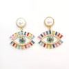 Fashion Jewelry E0329 Gold Tone Multi Rhinestones Pearl Evil Eye