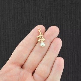 Unbranded 4 Rose Flower Gold Tone Enamel Charms - E836