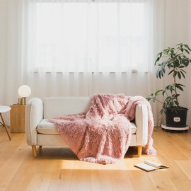 Dusty Rose Faux Fur Throw Blanket, Dusty Rose 50" x 60" Fluffy Blanket Throw, Shaggy Plush Decorative Couch Blanket, Cute Furry Throw Holidy Fuzzy Lap Blanket for Kids Women Men Teen Girls