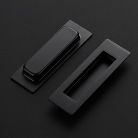 JOY DECOR 2 Pack Pocket Door Handles, 4.72" Rectangular Recessed Pulls for Sliding Closet and Barn Doors, Black Flush Finger Pulls