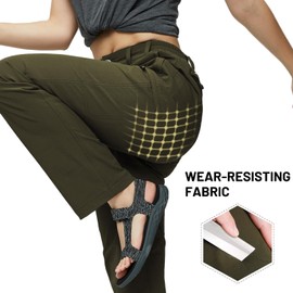 MIER Women's Quick Dry Cargo Pants Lightweight Tactical Hiking Pants with 6 Pockets, Stretchy and Water-Resistant, Army Green, 10