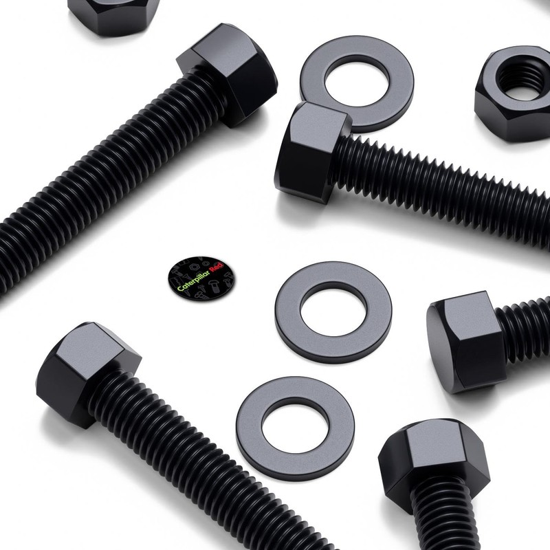 10x Black Polypropylene (PP) Hex Head Bolts M12 x 70