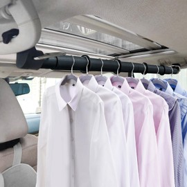 Car Clothes Hanger Bar, 30-63 Inches Expandable Heavy Duty Car Clothes Rack for Car Travel - Adjustable Clothes Storage Hanger Automotive Travel Hanging Rack for Most Cars,Trucks,SUVs,Road Travelers
