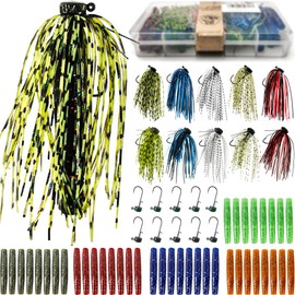 VMSIXVM Ned Rig Jig Heads Fishing Lures, Ned Rigs Swim Jig Skirts Swimbait for Bass Fishing, Weedless Skirted Swimming Bass Jig Lures with Ned Rig Hook Bait Worm, Finesse Mushroom Jighead