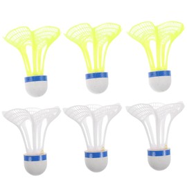 BbiuRer Pack of 6 Shuttlecocks, Windproof Shuttlecocks, Badminton Balls, Yellow and White with Soft Cork Double Head, Ideal for Outdoor and Indoor Use (White x 3, Yellow x 3)
