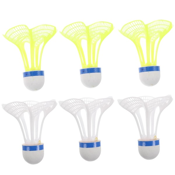 BbiuRer Pack of 6 Shuttlecocks, Windproof Shuttlecocks, Badminton Balls, Yellow