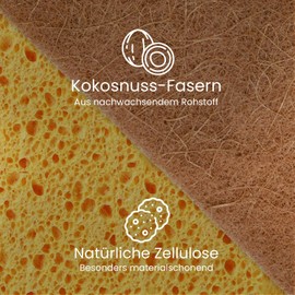 BiOHY Coconut Washing Up Sponge (Set of 6) | Sustainable Eco Sponge for Kitchen & Household | Low Odour Kitchen Sponge | Reusable & Biodegradable | Sponges Made of Coconut Fibre