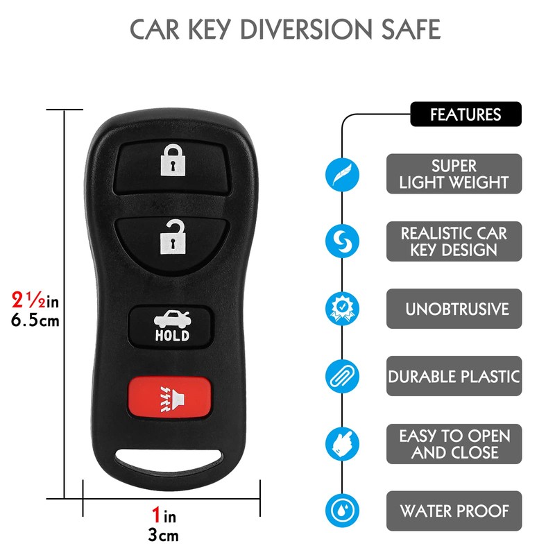2 Pack Remote Fake Car Key Secret Safe, Portable Secret