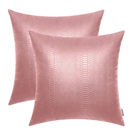 BRAWARM Rose Gold Leather Throw Pillows 16 X 16 Inches - Snake Leather Pillow Covers Pack of 2, Faux Leather Decorative Pillow Covers for Couch Living Room Garden Bed Sofa Home