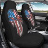 FEIONAGY American Flag Skull Patriotic 2pcs Car Seat Covers, Front
