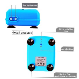6V 3.5W Solar Air Pump Fish Tank Oxygenator with Dual Aquarium Pipe & Air Bubble Stone Outdoor Pond Oxygen Pump Aerator Rechargeable for Fishing Fish Tranportation Small Ponds Pools Water Circulation Garden Landscape