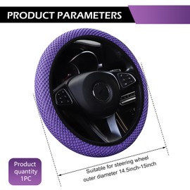 Zikefest Elastic Stretch Steering Wheel Cover, 15 Inch Soft Ice Silk Steering Wheel Protector, Microfiber Breathable Non Slip Driving Wheels Covers, Auto Interior Accessories for Car, SUV(Purple)