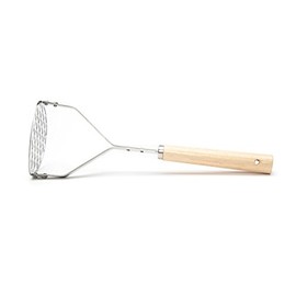 Fox Run Stainless Steel Potato Masher, Manual Masher With Wood Handle, 10"