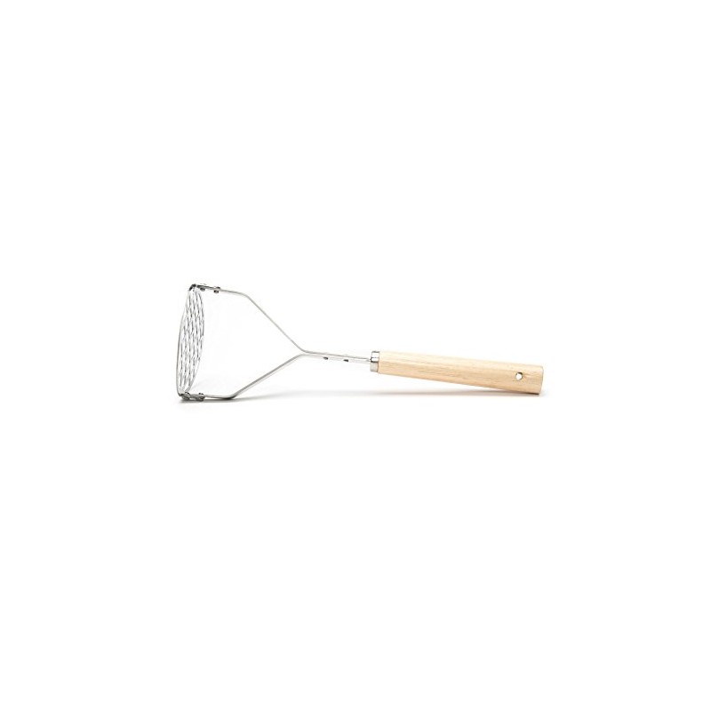 Fox Run Stainless Steel Potato Masher, Manual Masher With Wood