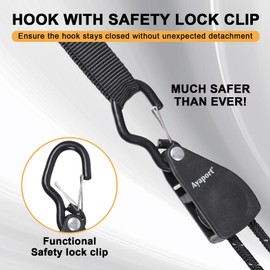 Ayaport Ratchet Rope Tie Downs Kayak Straps with Safety Lock S Hook 1/4" x 14' Heavy Duty Pulley Cord Tightener Hanger Tarp Tent Tie Downs
