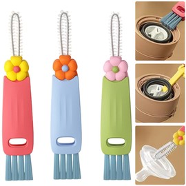 3 in 1 Cup Lid Cleaning Brush Portable Multifunctional Cleaning Brush Crevice Cleaning Brush Bottle Cleaner Brush for All Kinds of Cups and Bottles, Home Kitchen Cleaning Tools（3 Pack