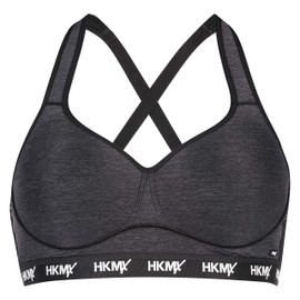 HUNKEMÖLLER All Star Padded Sports Bra for Medium Impact Training - Grey Melee [148347], size: 70F