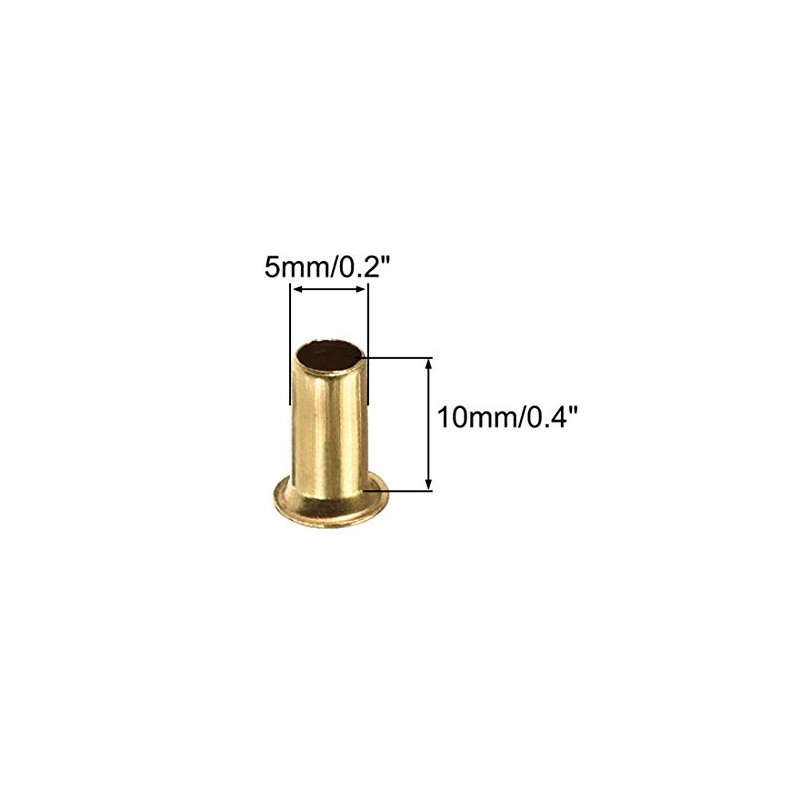 sourcing map Hollow Rivet,5mm x 10mm Through Hole Copper Hollow