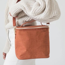 SoYoung Large Linen Insulated Lunch Poche, Rose Gold Stripe