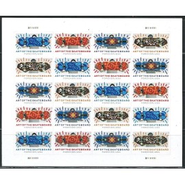 Mint US Art of the Skateboard Pane of 20 Forever uncirculated