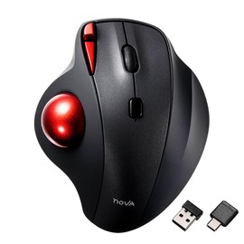 SANWA 2.4G Wireless Trackball Mouse, Optical Ergonomic Rollerball Mice, Programmable Silent Buttons, USB-A & Type-C Receiver, Thumb Control, 4 DPI, Rechargeable Compatible for PC, Mac, Windows, Laptop