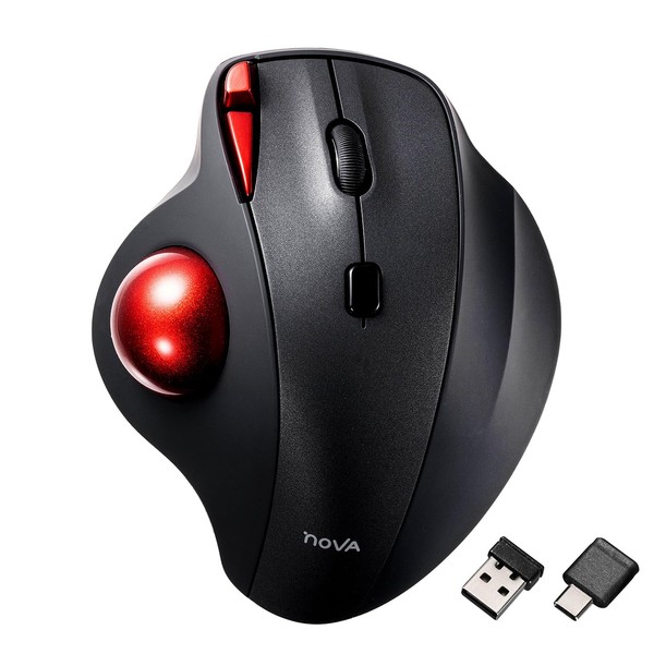 SANWA 2.4G Wireless Trackball Mouse, Optical Ergonomic Rollerball Mice, Programmable