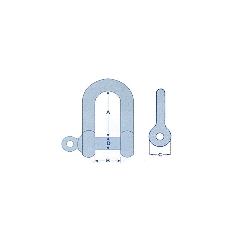 x2 3MM Galvanised Steel Commercial Dee Shackles