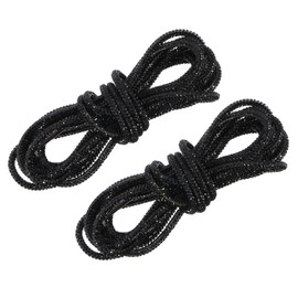 sourcing map Glitter Shoelaces, 2pcs - 55'' Rhinestone Round Shoelaces, Drawstring Cords Replacement for Sweatpants Hoodie (Black)