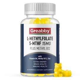 L Methylfolate Gummies, 5MTHF 15 mg with Methyl B12 1000mcg, Methyl Folate Gummies Supplement, Active Form, MTHFR-Friendly, Brain Health & Immune Support, Sugar Free, 60 Gummies
